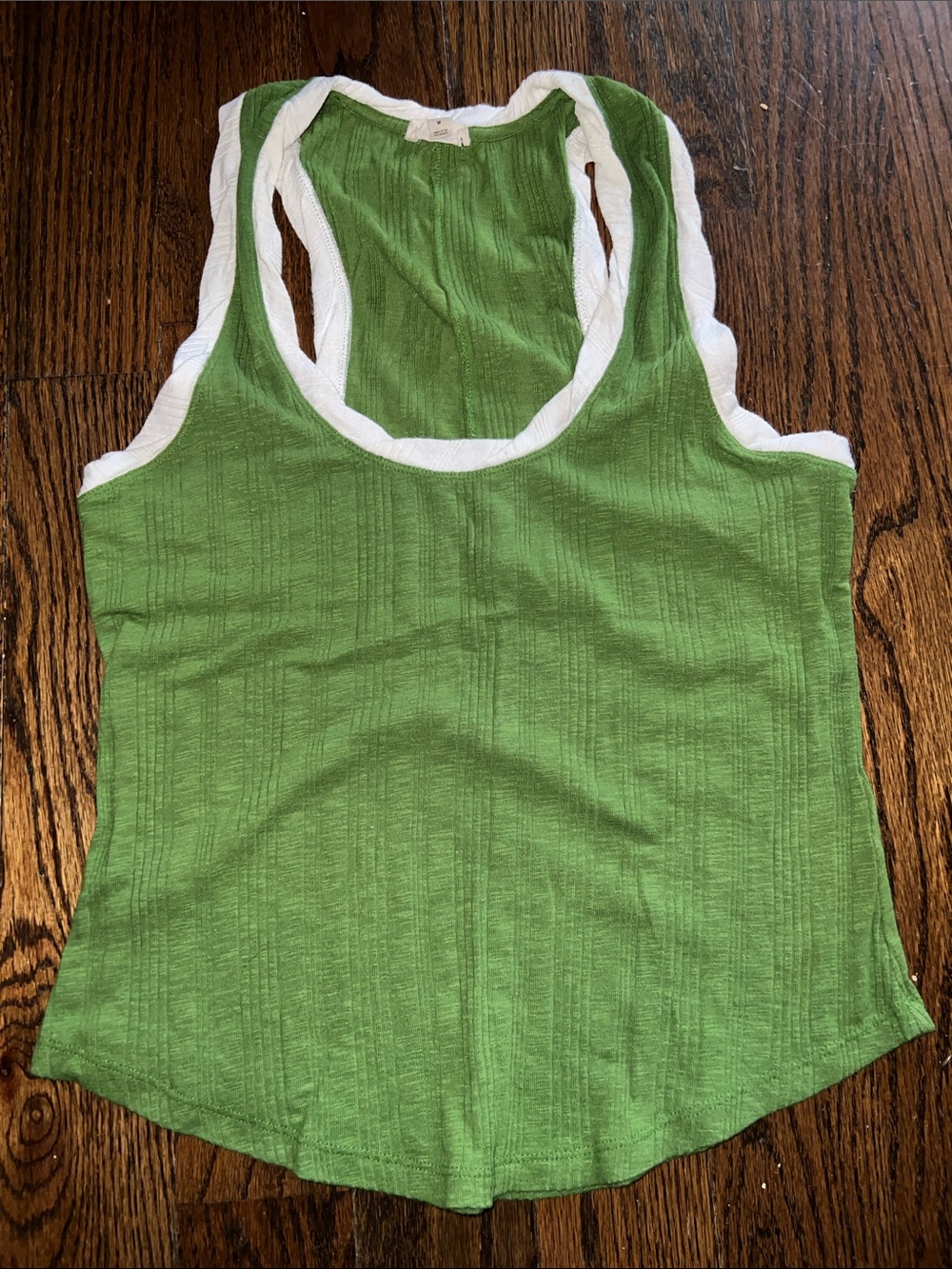 Pilcro Anthropologie Green Racerback Tank with White Trim M Medium